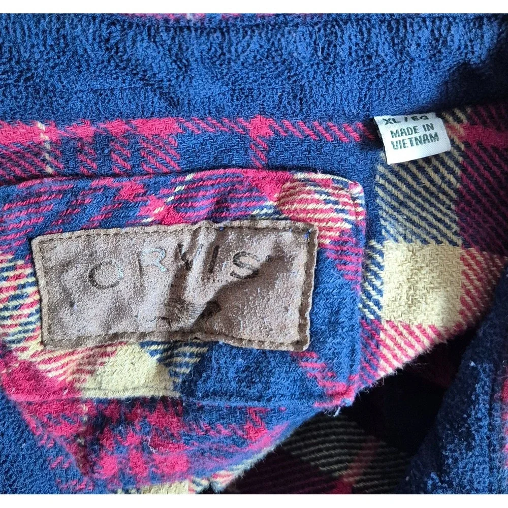 Orvis Mens Flannel Double Chest Pocket Shirt Jacket XL Multicolored Plaid